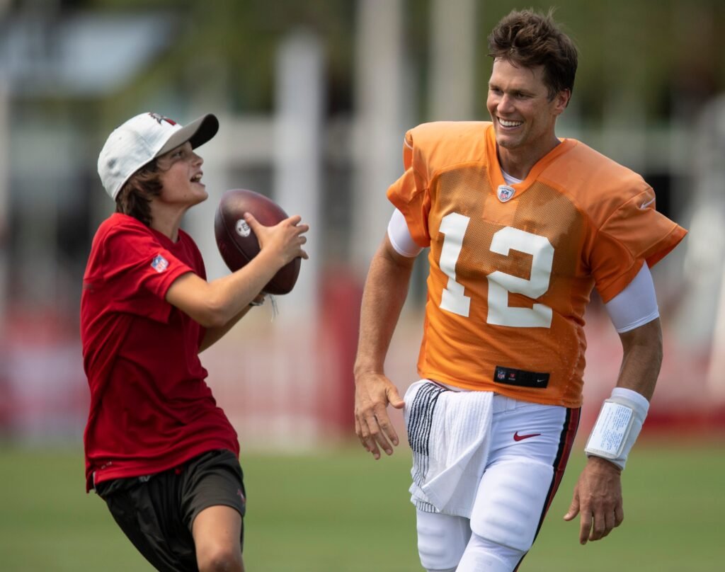 Tom Brady and Son Jack Play Football