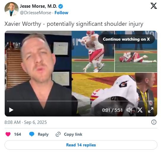 Jesse Morse On Xavier Worthy Injury 